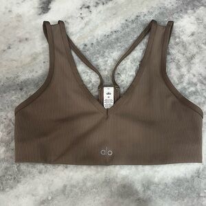 ALO Yoga Brown Ribbed Sports Bra